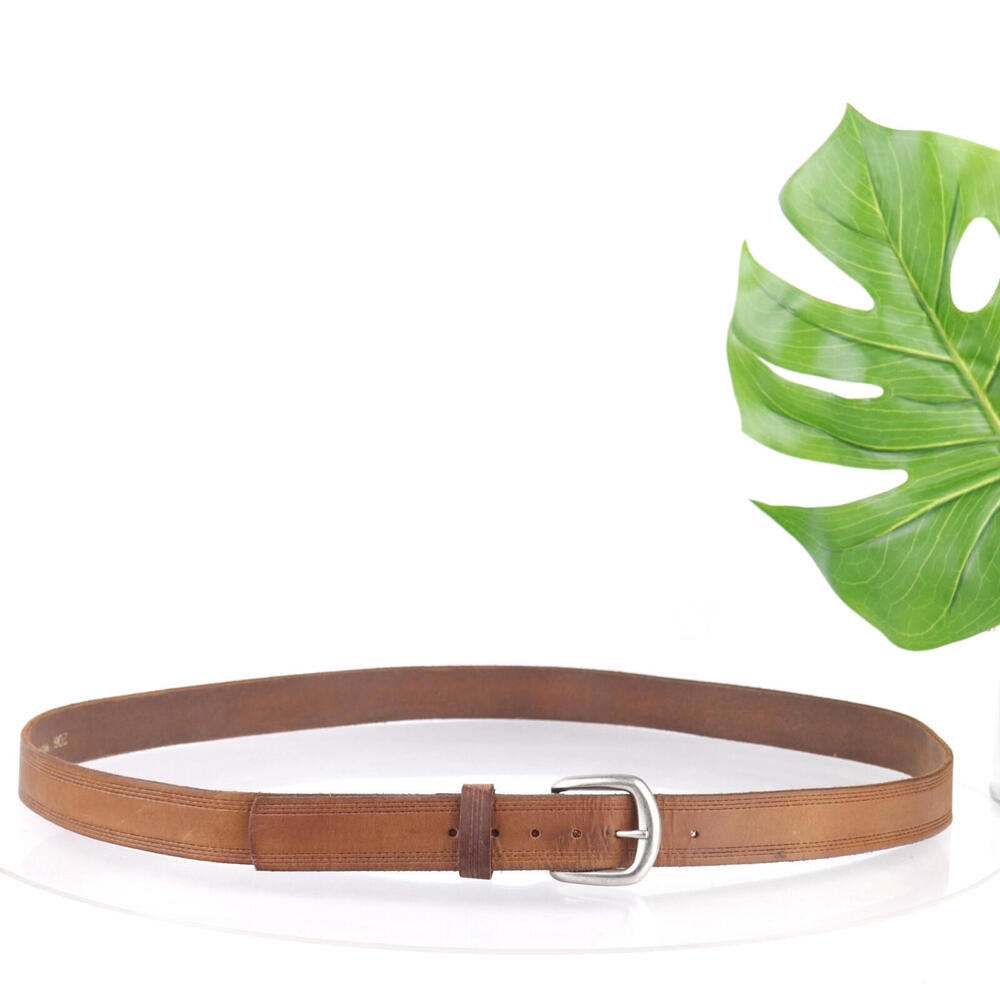Vintage USA Mister Gs Mens Belt Size 56 5XL Brown Top Grain Leather Solid Sturdy